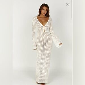 Meshki White Crochet Maxi Dress